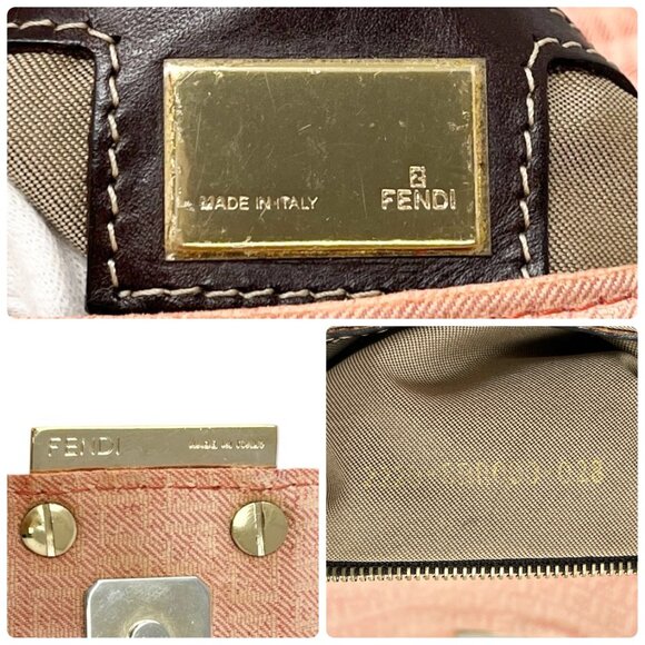 FENDI Vintage Zucchino Monogram Mamma Baguette Shoulder Bag Orange Pink [106017] - Picture 14 of 14